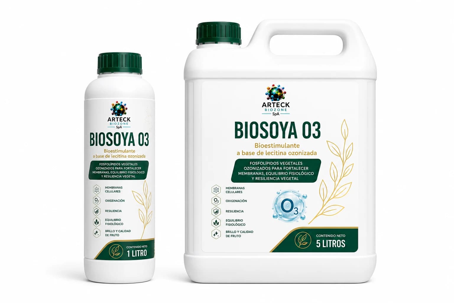 BioSoya O3 bioestimulante en formatos de 1 litro y 5 litros